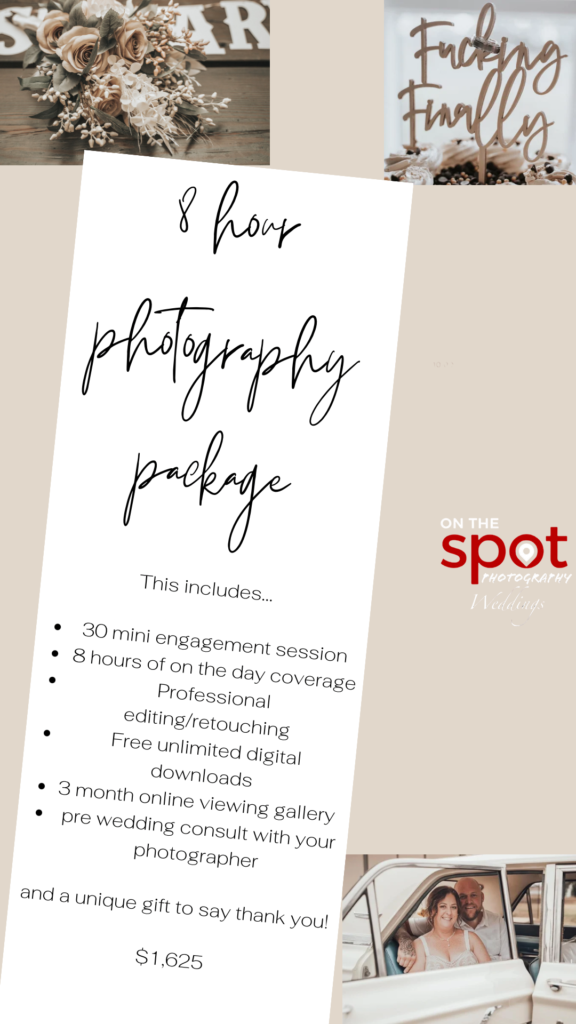 On The Spot Photography - Wedding 8 Hour Package