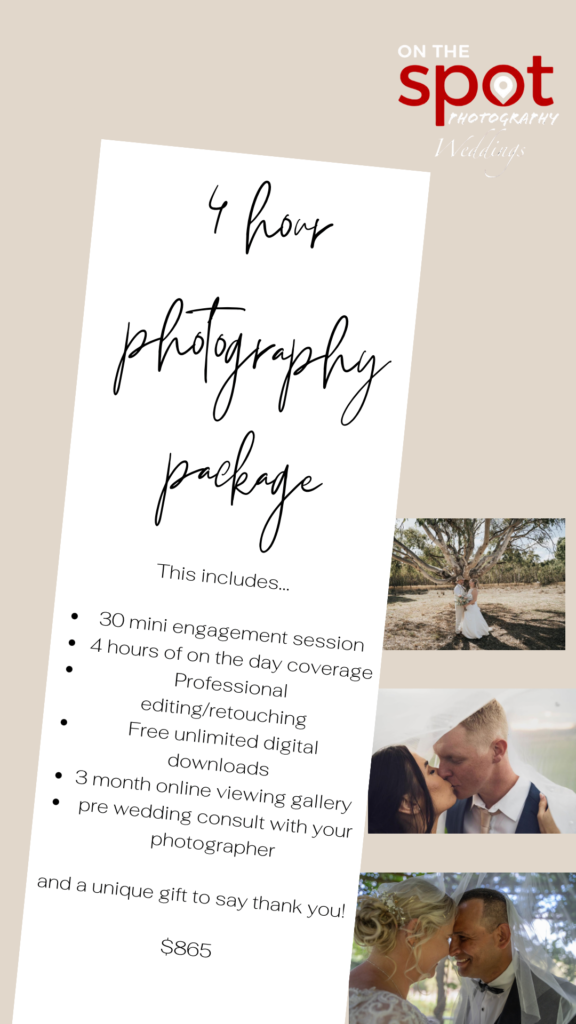 On The Spot Photography - Wedding 4 Hour Package